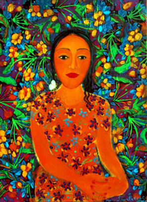 Title: 'All These Flowers Are For You - 1', Medium: 'Export Fabric, Canvas, Acrylic', Size: '100 x 75 cm', Year: '2003'