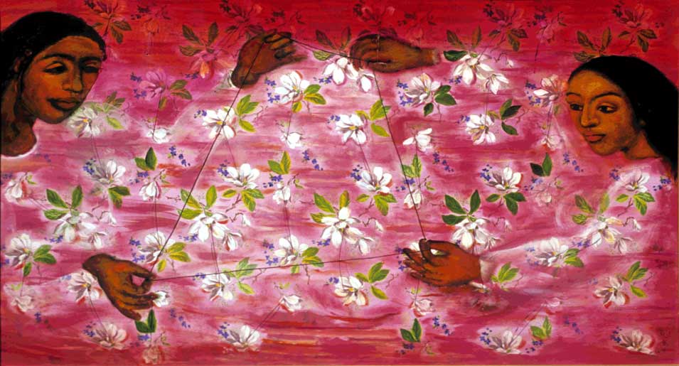 Title: 'All These Flowers Are For You - 2', Medium: 'Export Fabric, Canvas, Thread, Acrylic', Size: '112 x 183 cm', Year: '2003'