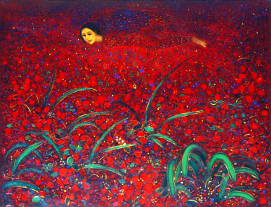Title: 'Home Coming - 1', Medium: 'Acrylic on canvas', Size: '127 x 163 cm', Year: '1990'