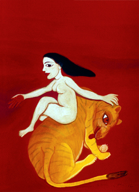 Title: 'Hat Yogini - 1', Medium: 'Gouache on Paper', Size: '30 x 42 cm', Year: '1997'