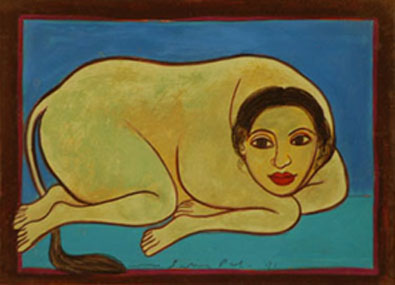 Title: 'Kamdhenu - 2', Medium: 'Gouache on Paper', Size: '18 x 23 cm', Year: '1991'