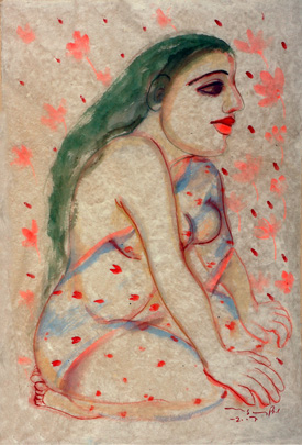 Title: 'Natti Binodini - 1', Medium: 'Gouache on Rice Paper', Size: '48 x 76 cm', Year: '2007'