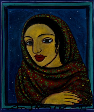 Title: 'Phulkari - 1', Medium: 'Gouache on Paper', Size: '20 x 20 cm', Year: '1993'